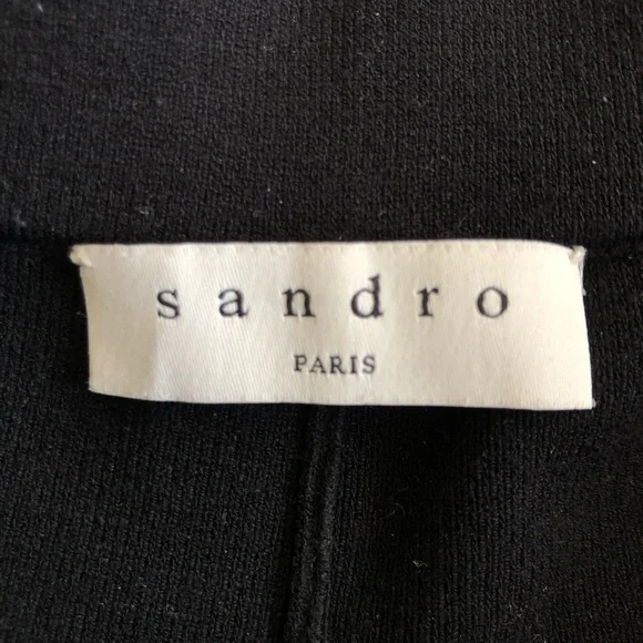 SANDRO PARIS Women’s Black High Waisted White Stripe Wide-Leg Knit Pants Sz 4